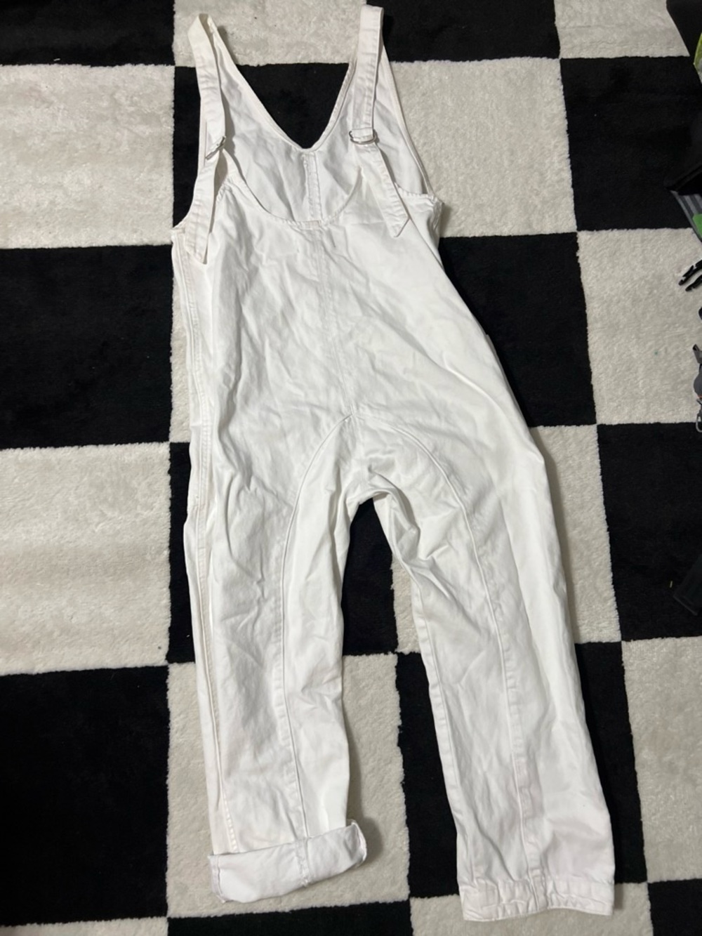 We The Free White Cotton Tie-Shoulder Overalls Dress - Picture 3 of 4